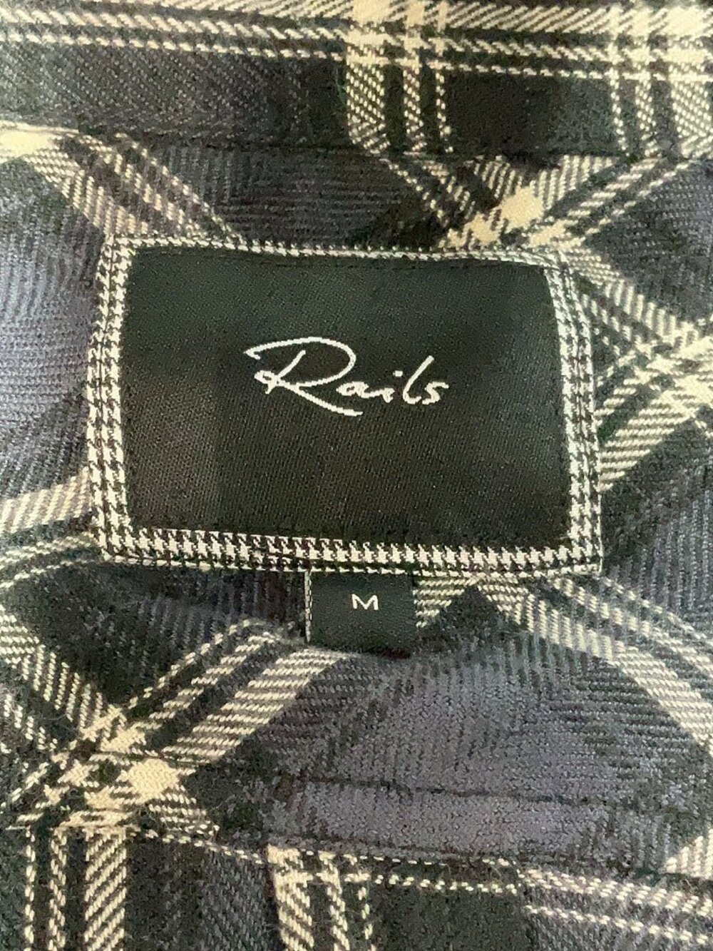 Rails Green Black White Plaid Long Sleeve Button Down Blouse Size M - Picture 7 of 7